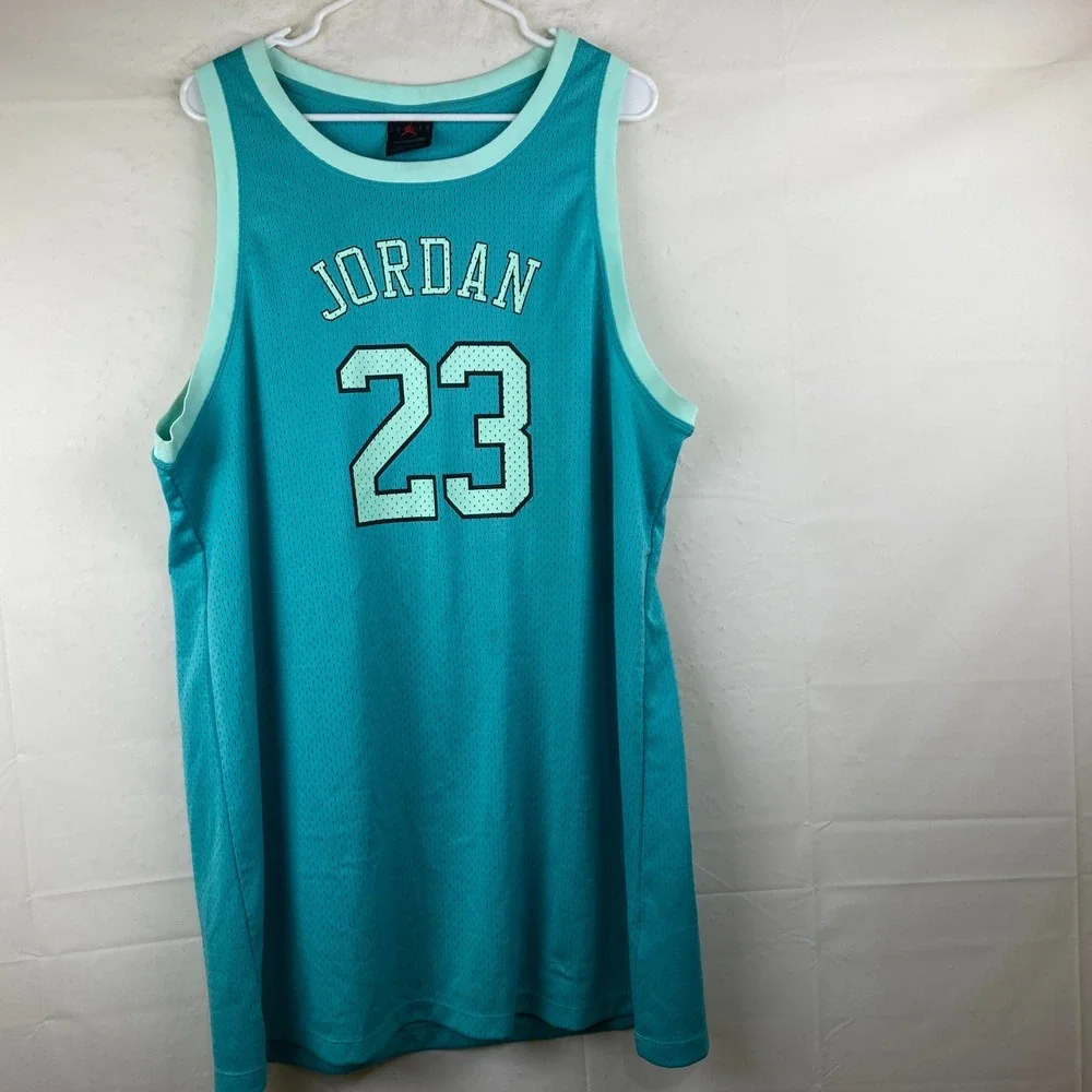 Jordan Basketball Jersey Men XL Teal Mesh Jumpman 23 Nike Athletic Streetwear